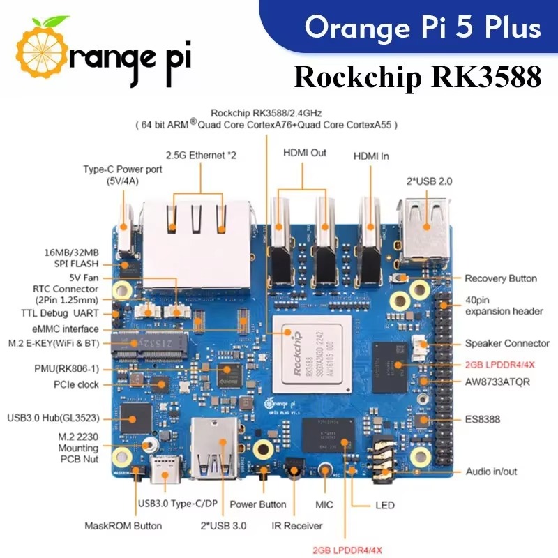 2026 Pi 5 Plus 4 8 16 32gb Ram - đánh giá và giá Orange Pi 5 Plus 32Gb